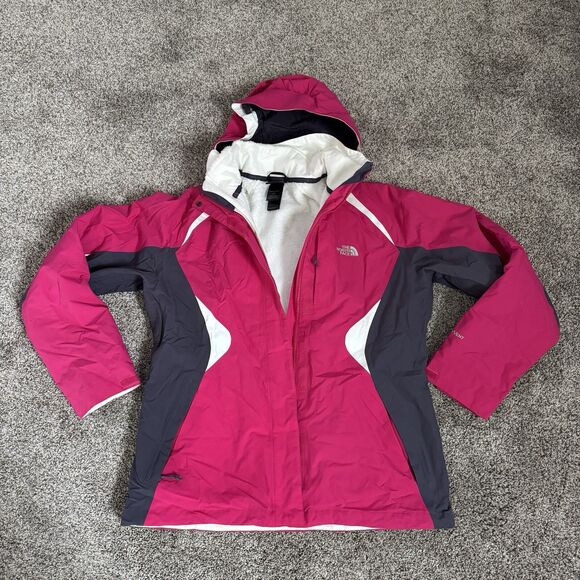 The North Face Hyvent 3in1 Winter Hooded Jacket TC3P + TM3P Pink White Large - Picture 5 of 16